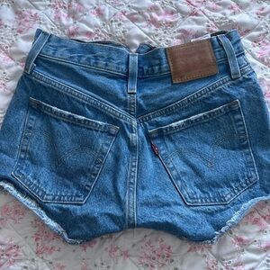 Levi's Blue Denim Cutoff Shorts with Back Pocket Detail
